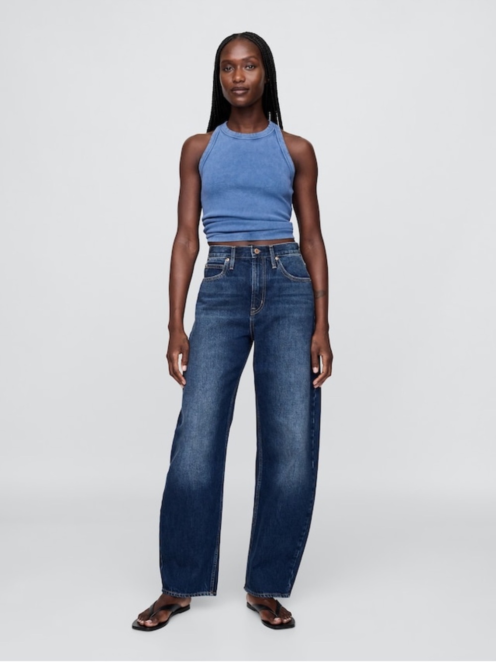 NWT High Rise barrel Jeans — Dark Blue